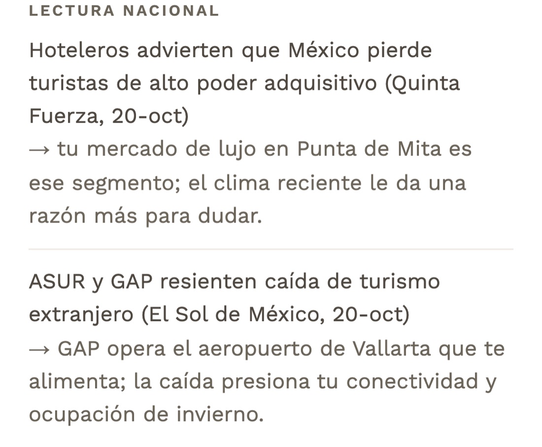 Lectura nacional: hoteleros advierten que México pierde turistas de alto poder adquisitivo, y qué te cruza.